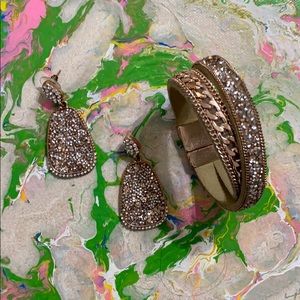 Rose Gold Drury-style Earrings & Bracelet Set